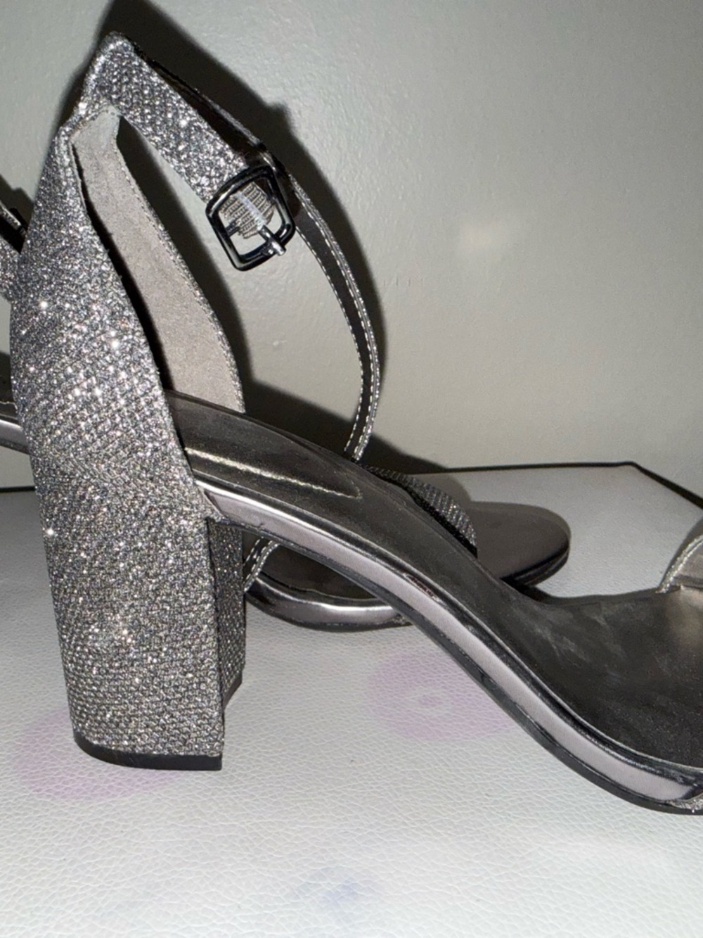 Silver Glitter Ankle-Strap Sandals for Women - Picture 4 of 5